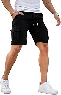 Pantalones cortos cargo GINGTTO para hombre, con entrepierna de 9 pulgadas y cordón ajustable