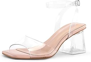 Sandalias de tacón transparente mysoft para mujer, puntera abierta y diamantes de imitación