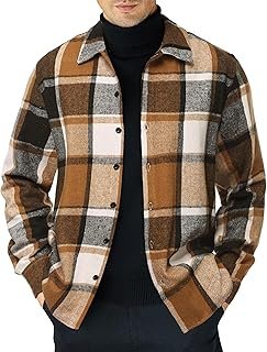 Chaqueta de franela a cuadros COOFANDY para hombre, con forro polar y bolsillos