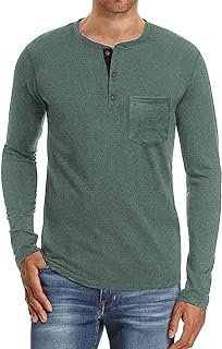 Camiseta de manga larga Sailwind para hombre, estilo Henley, con bolsillo, de algodón, casual