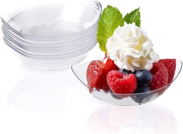 Mini platos de postre desechables, 200 unidades, bandeja de plástico transparente de 318 x 258 pulgadas