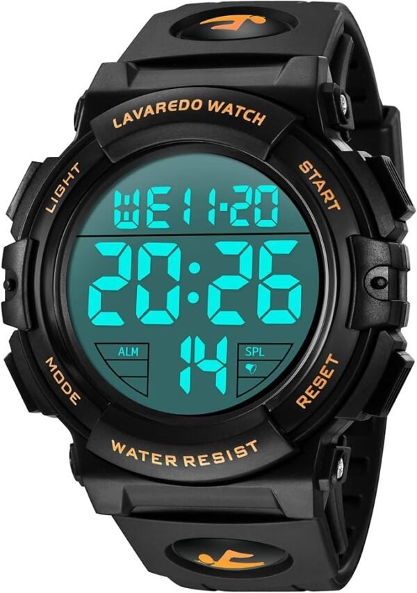 Reloj digital para hombre, deportivo militar, impermeable, con cronógrafo y luz LED