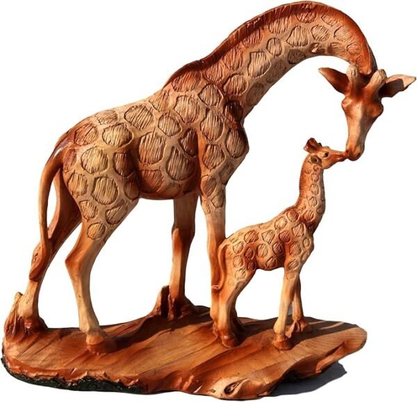 Adorno decorativo de jirafa con becerro: figura independiente para decoración del hogar.