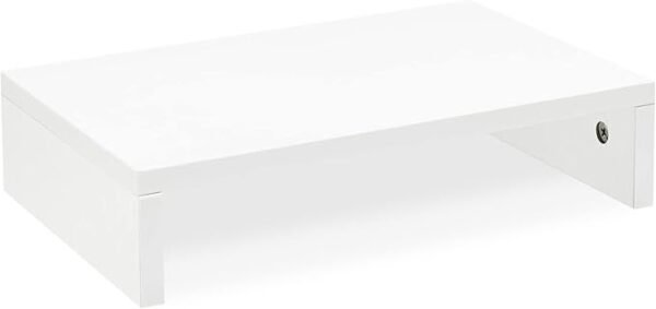 TEAMIX soporte elevador de 14,2 pulgadas para monitor blanco, con almacenamiento