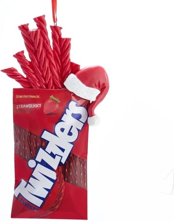 Kurt S. Adler Hershey's Twizzlers, adorno navideño con gorro de Papá Noel, rojo.
