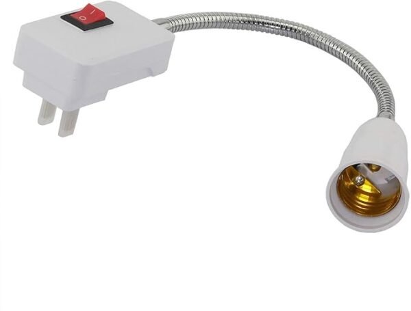Maxmoral Soporte de lámpara flexible E27 300mm, base de pared 2 puntas, extensor LED con interruptor