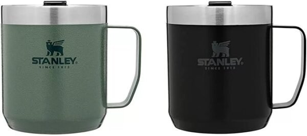 Taza Stanley Legendary Camp, 12 oz, aislada al vacío de acero inoxidable, tapa para beber, verde/negro mate