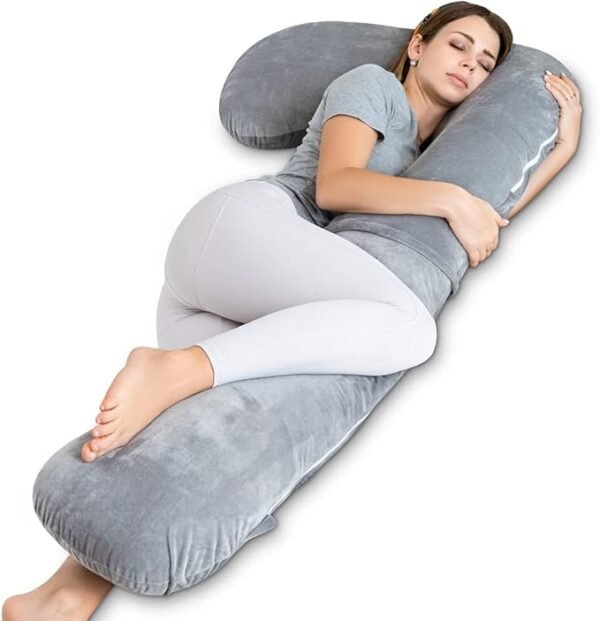 INSEN Almohada de embarazo para dormir, almohada corporal de maternidad para mujeres embarazadas, soporte para espalda y caderas (gris).