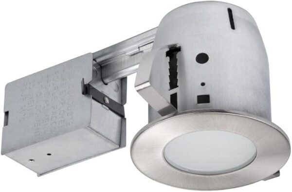 Globe Electric Kit de iluminación empotrable LED, borde redondo níquel cepillado, 4 luces, 420 lúmenes