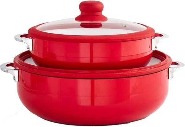 Caldero antiadherente de cerámica IMUSA USA, 2 piezas, color rojo