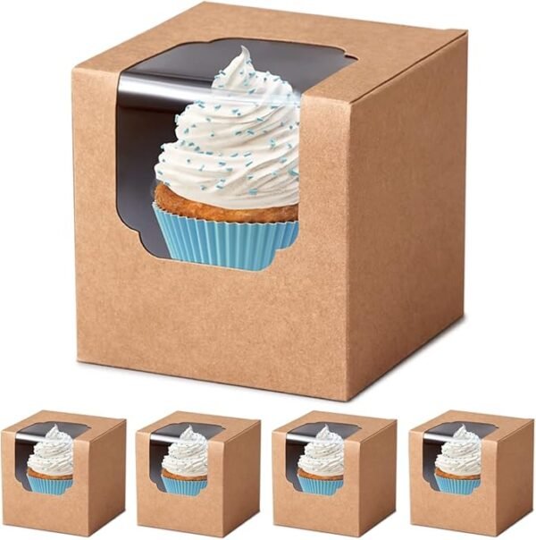 Cajas para magdalenas Kraft, 60 unidades con inserciones para bodas y fiestas