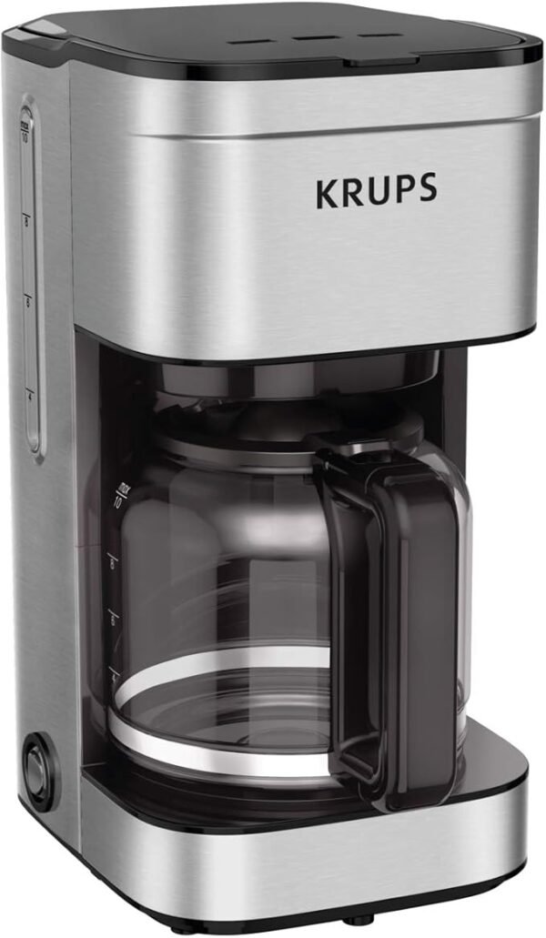 KRUPS Cafetera de Goteo 10 Tazas, Acero Inoxidable, Plata/Negro.