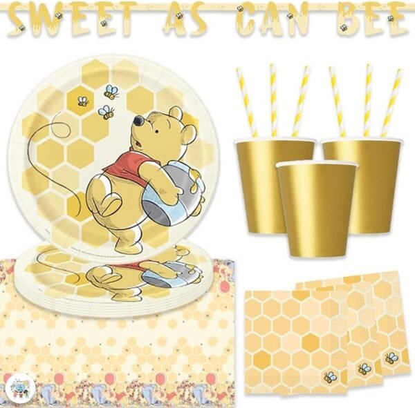 Fiesta Winnie Pooh, 16 Invitados, Platos, Servilletas, Mantel, Pajitas.