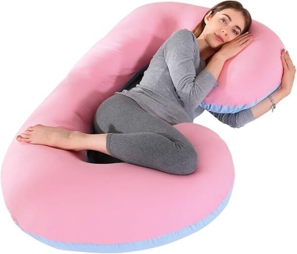 MINGPINHUIUS Almohadas de embarazo, almohada corporal de 57 pulgadas, terciopelo extraíble, forma de C, para mujeres embarazadas.