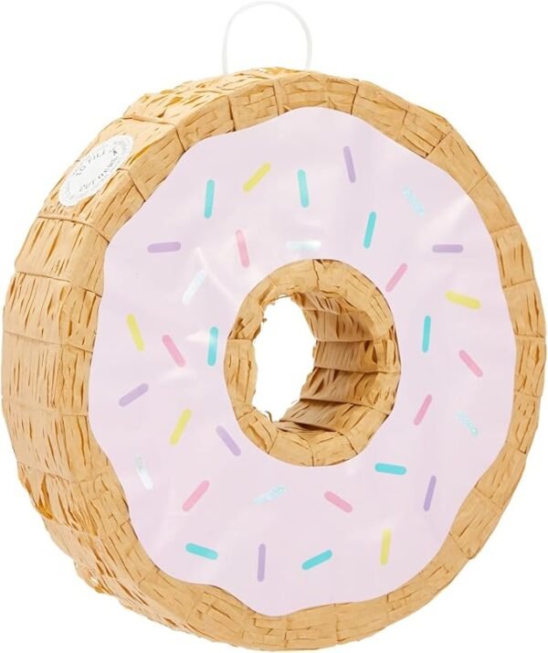 BLUE PANDA Piñata de donut rosa para fiesta de cumpleaños, decoración Baby Shower, 13 x 3"