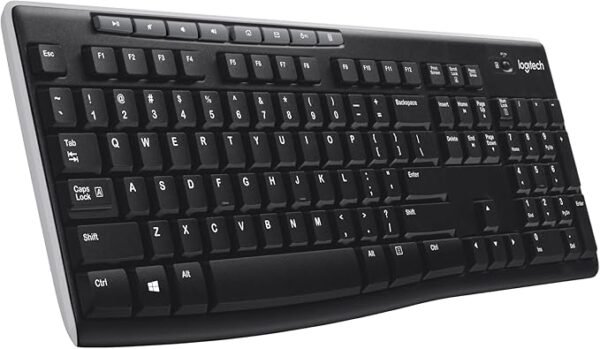 Teclado inalámbrico Logitech K270, 2,4 GHz, con teclado numérico y 8 teclas multimedia