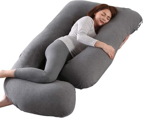 Victostar - Almohada de embarazo en forma de U, 57 pulgadas, negro y gris.