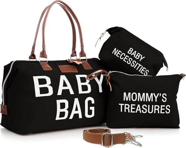 CHQEL Bolsa de pañales, bolsa para hospital y maternidad, gran capacidad para fin de semana (negro).