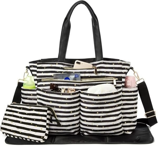 Bolso de pañales grande, multifuncional, con cambiador para mamá y papá.