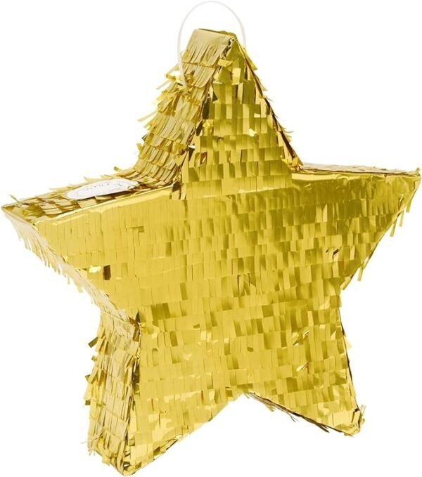 Piñata de estrella dorada para cumpleaños y baby shower, 13 x 3 pulgadas