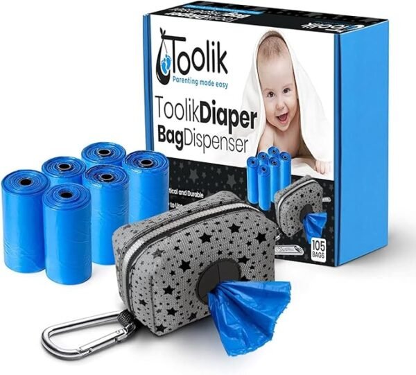 Toolik Dispensador de bolsas de pañales con 105 bolsas desechables.