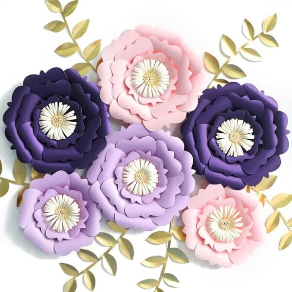 Fonder Mols 6Pzs Flores Papel 3D, Baby Shower, Boda, Decoración Pared.