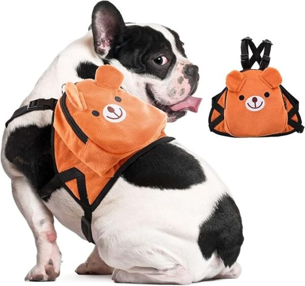 Mochila IDOMIK para perro con arnés y bolsillo, chaleco de mascotas para senderismo y viajes al aire libre