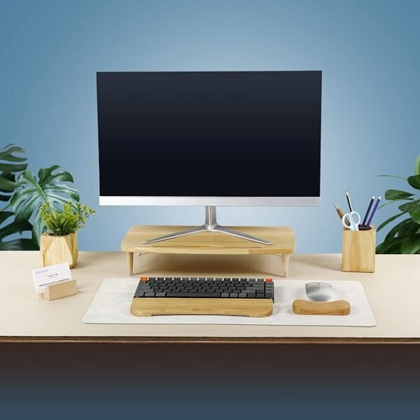 Elevador de madera para monitor de computadora, soporte para reducir fatiga visual y mejorar postura