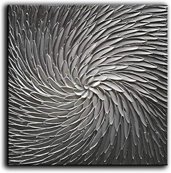 YaSheng Art pintura abstracta al óleo gris plateado, arte moderno para sala de estar y dormitorio 24x24”