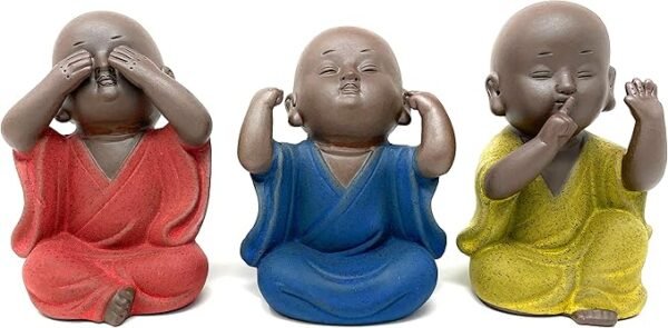 Estatuas de cerámica Houlu Tres Monjes Sabios, juego de 3 figuras de Buda