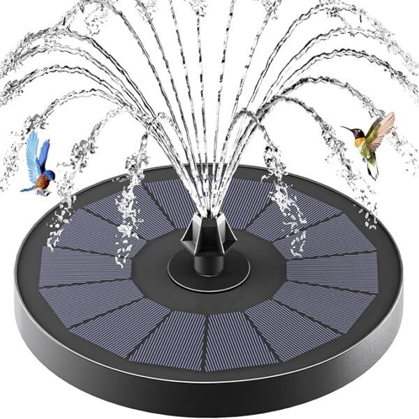 Fuente solar para baño de pájaros, 2.2W con 7 boquillas y 4 fijadores, ideal para jardín y estanque