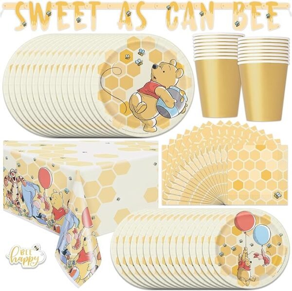 Decoraciones para baby shower de Winnie the Pooh, sirve 16, género neutro