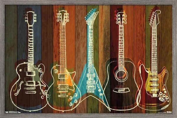 Póster de pared Guitarras, versión enmarcada en madera de granero (22.375 x 34")