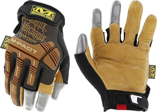 Guantes de trabajo Mechanix Wear M-Pact Durahide, sin dedos, protección contra impactos y vibraciones (extragrande)