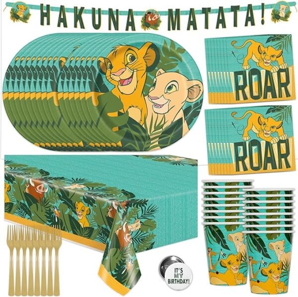 Suministros para fiesta de cumpleaños del Rey León, para 16 invitados, decoración con Simba, Nala, Timón y Pumba